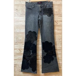 SOLD🌻Flare JEANS Size 7 Flower Patched Hippy 70s